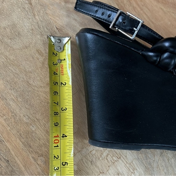 SCHUTZ Black Leather Wedge Sandal Size 9.5 - Picture 8 of 8